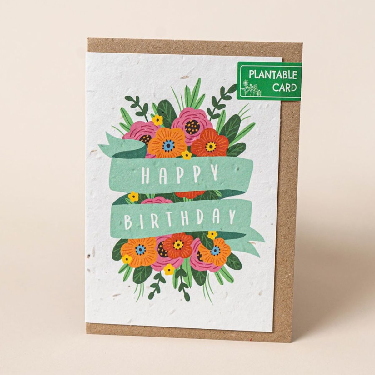 Happy Birthday Ribbon Plantable Greeting Card