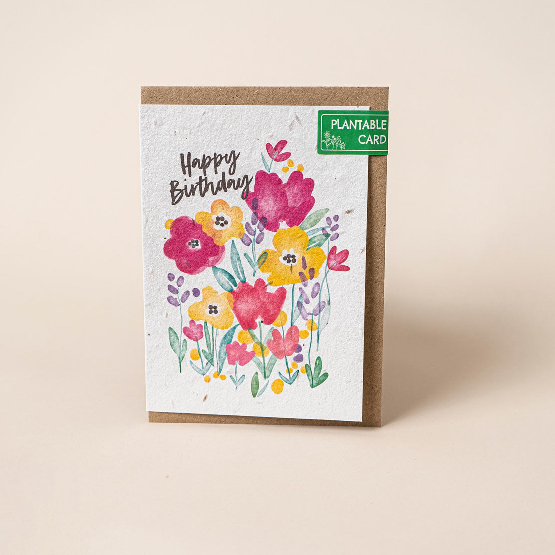 Happy Birthday Watercolour Flowers (Wildflower Seed Paper)