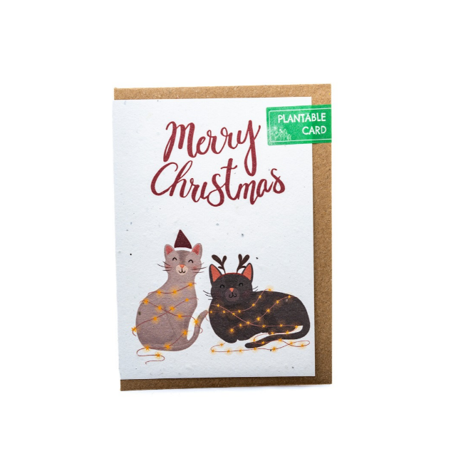 Two Cats Plantable Christmas Card