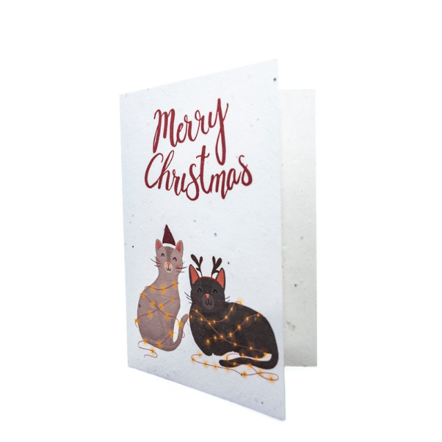 Two Cats Plantable Christmas Card