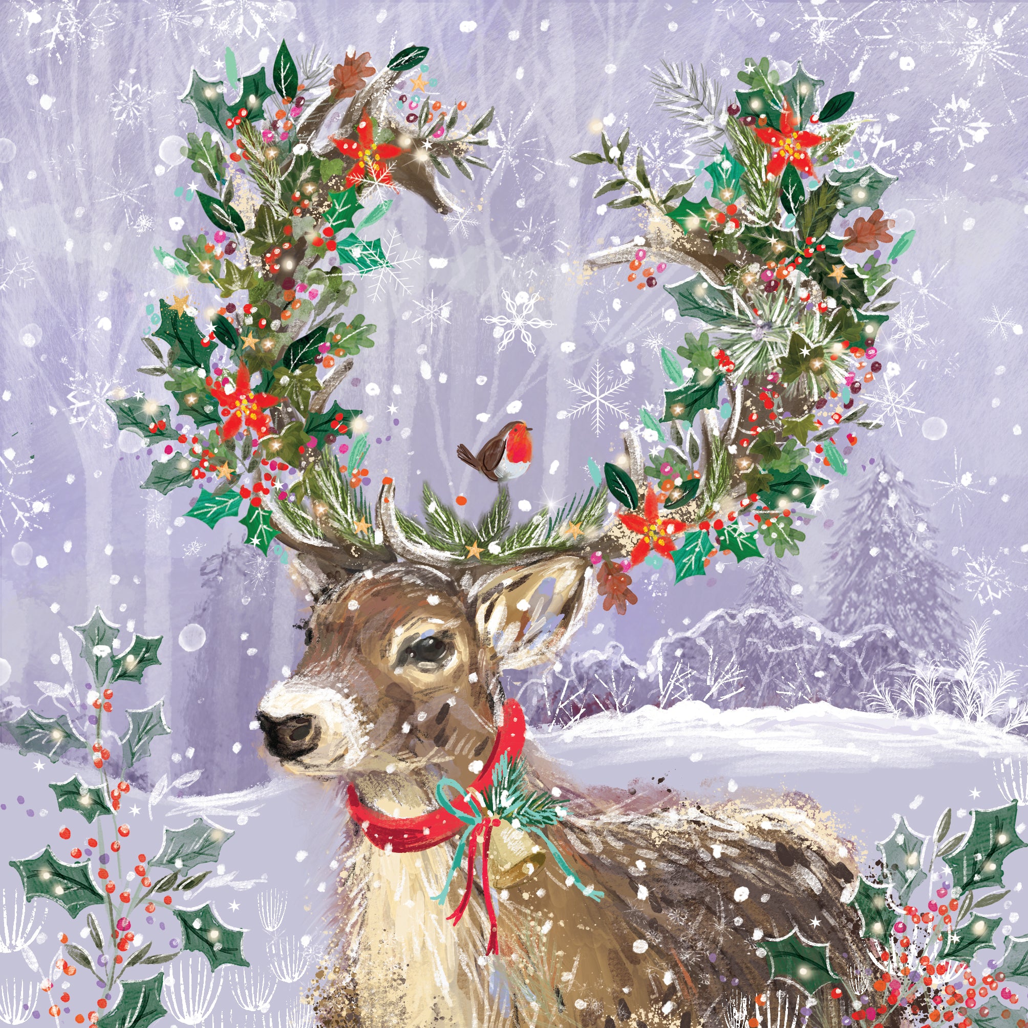 Reindeer Wreath (pack of 10 cards)
