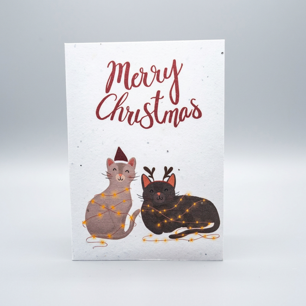 Two Cats Plantable Christmas Card