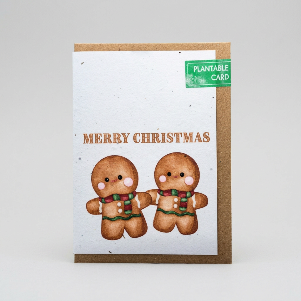 Two Ginger Breads Plantable Christmas Card