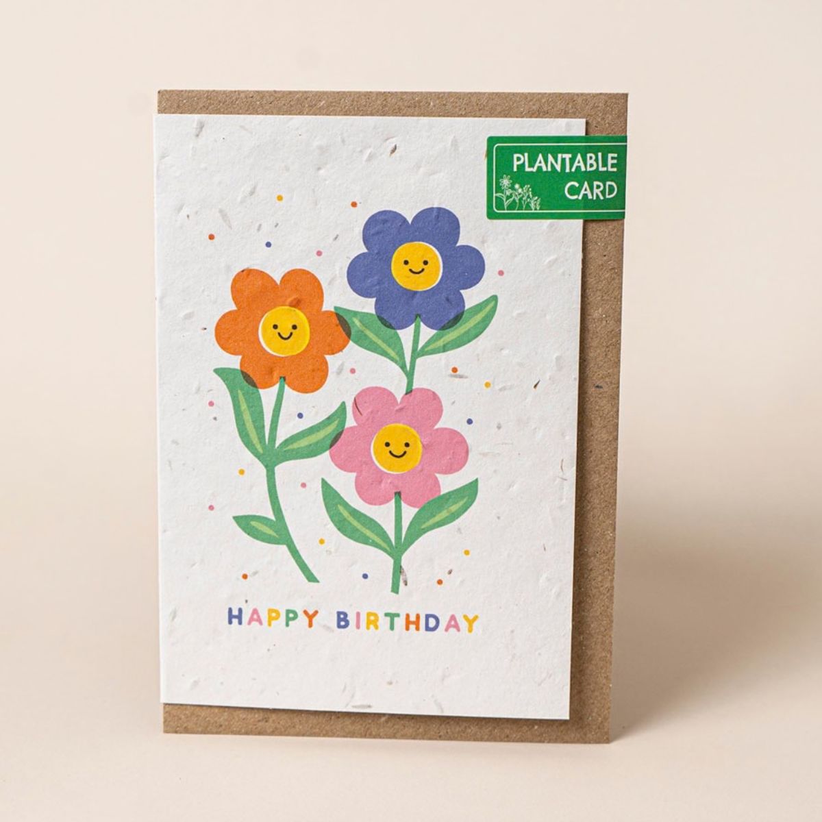 Happy Birthday Smiling Flowers Plantable Greeting Card
