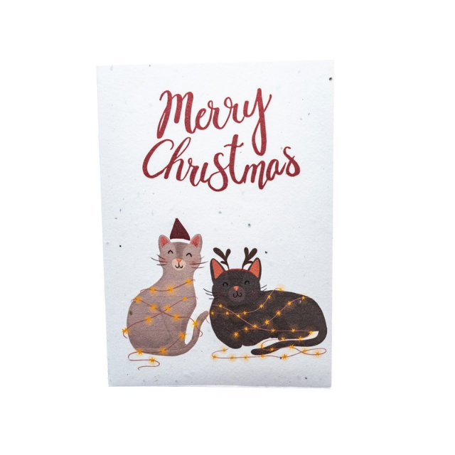 Two Cats Plantable Christmas Card