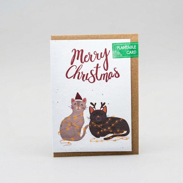 Two Cats Plantable Christmas Card