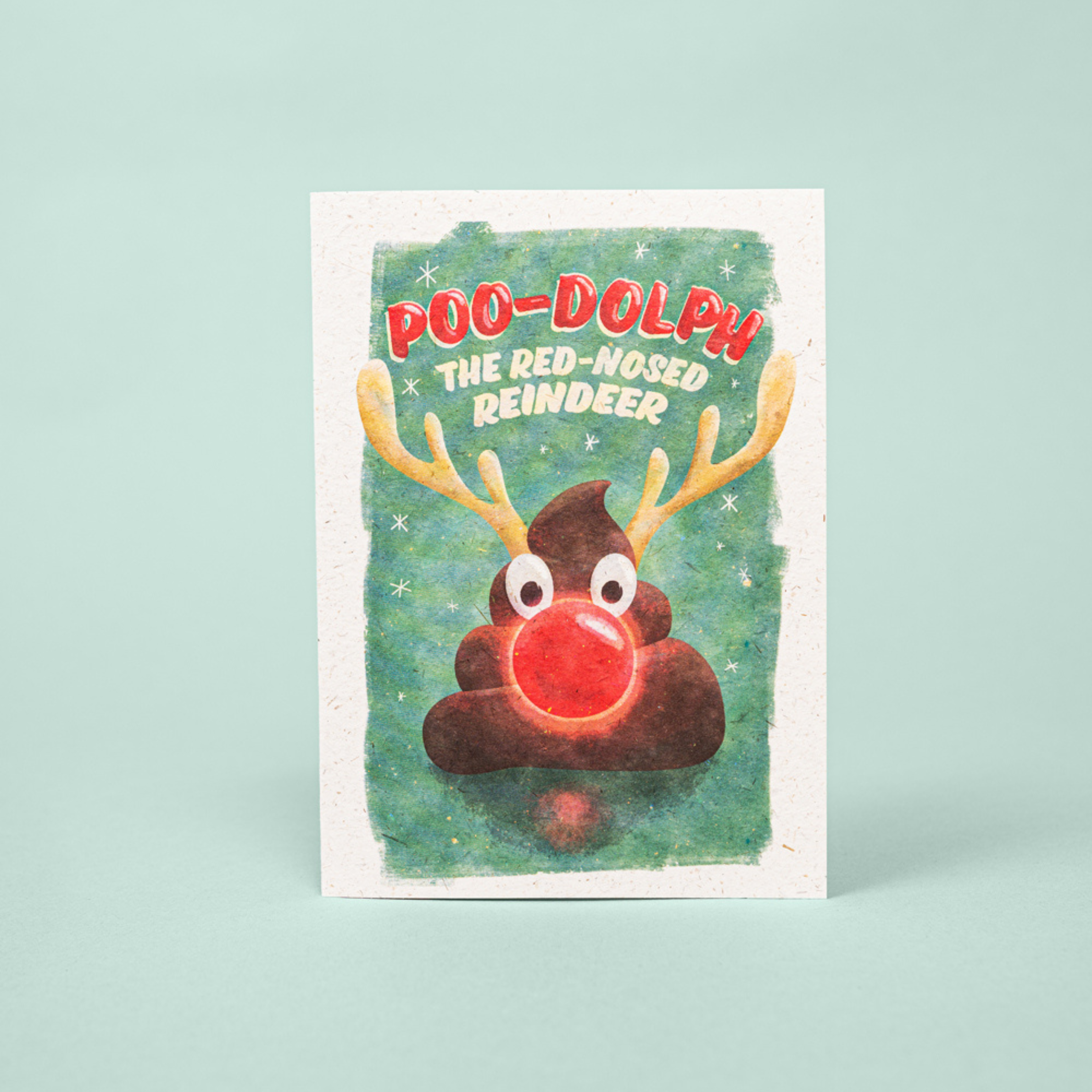 Poo-dolph The Red Nose Reindeer Card (Recycled Paper)