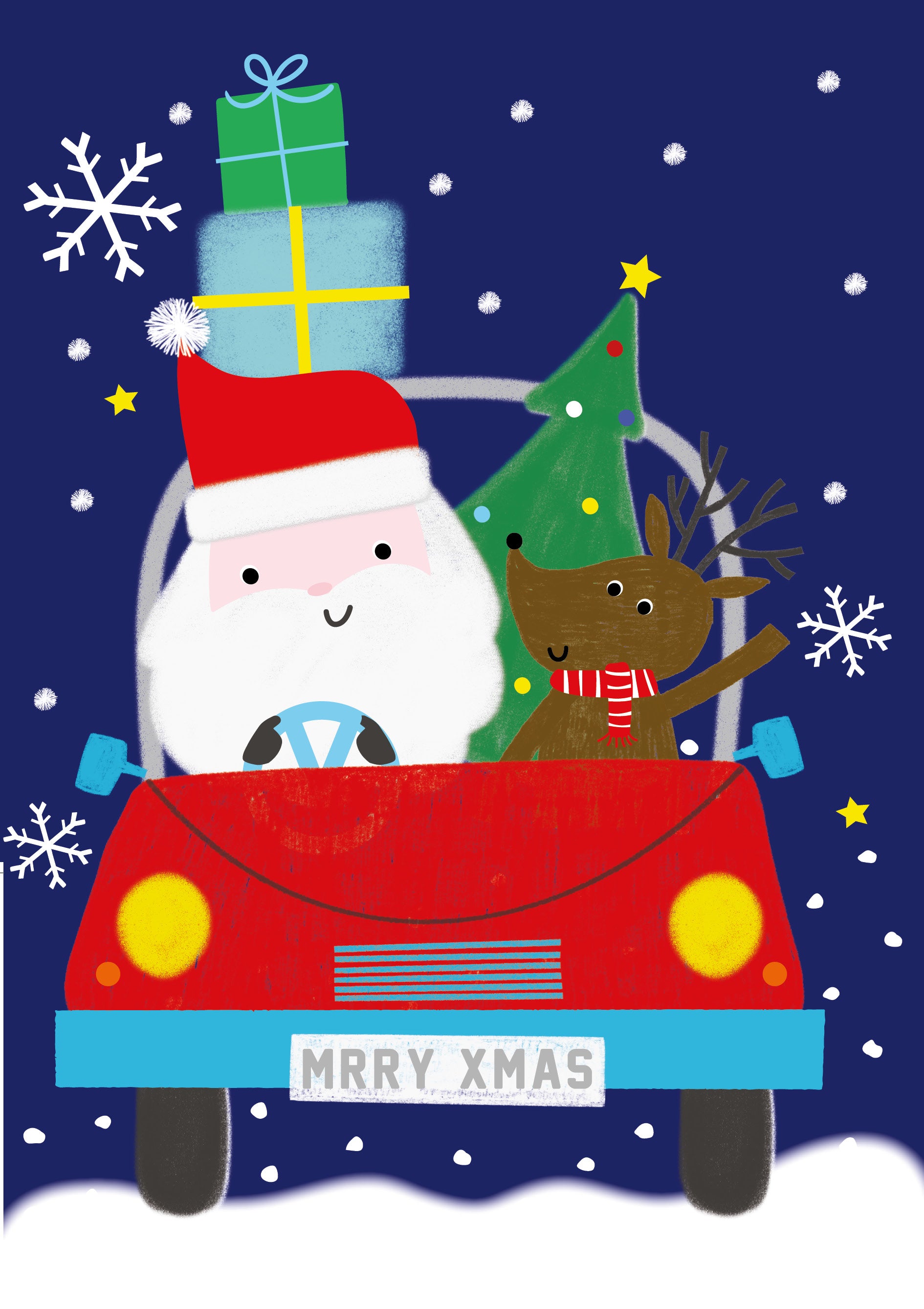Santa's Car (pack of 10 cards)