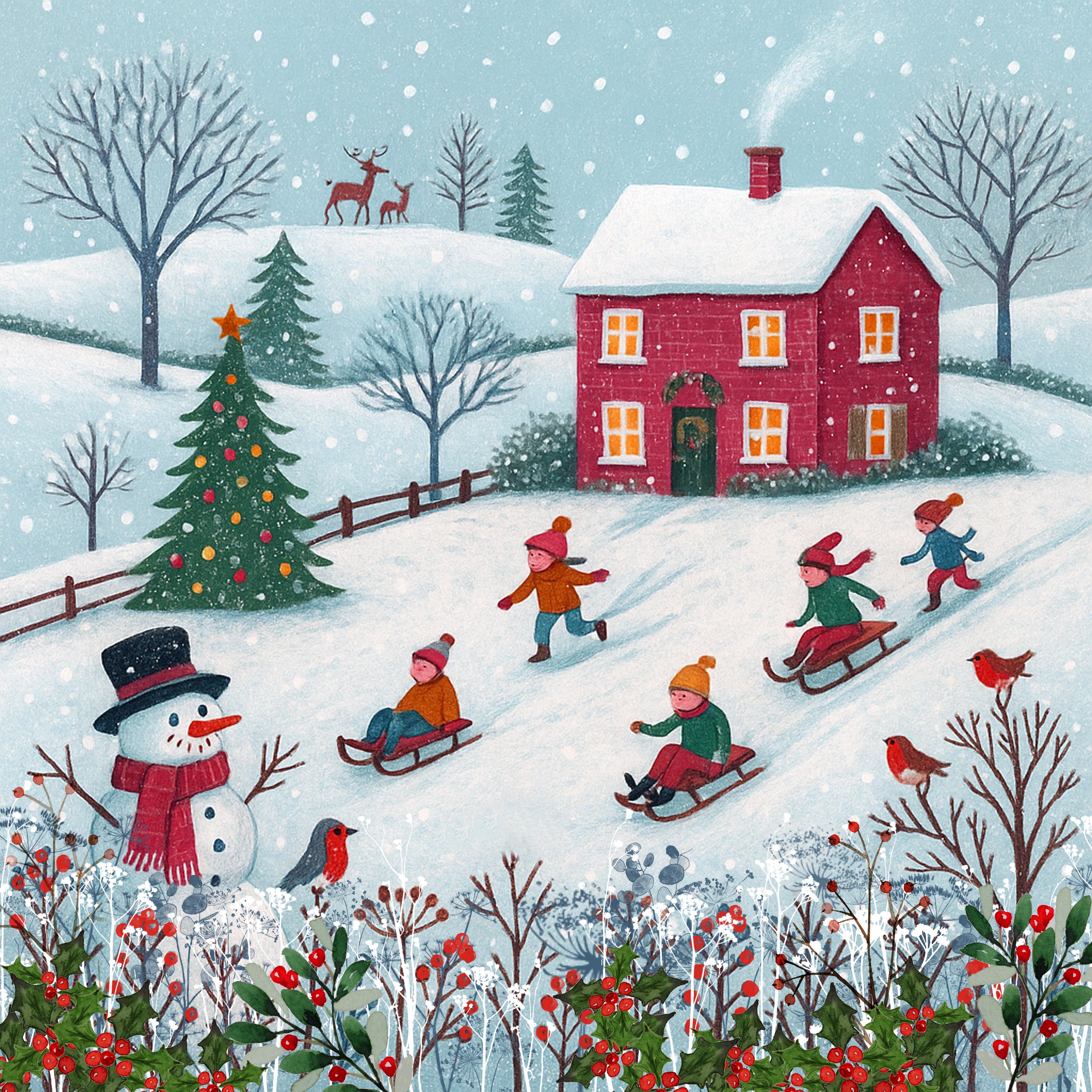 Sleigh Snowman  (pack of 10 cards)